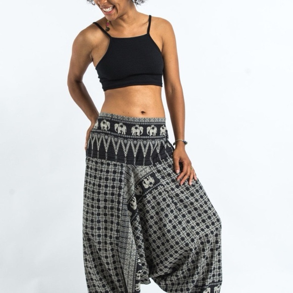 Hill tribe elephant women Aladdin style free cotton pants - Picture 4 of 12